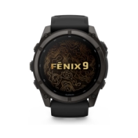 garmin Fenix 9 51mm Carbon grey DLC-titanium Zwarte siliconen band 010-04763-11