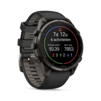 Garmin Fenix 9 Pro inReach 47mm Carbon Grey DLC titanium siliconen band in Zwart/Pebble 010-04336-11
