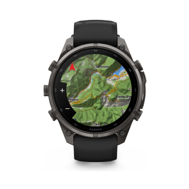 Garmin Fenix 9 Pro inReach 47mm Carbon Grey DLC titanium siliconen band in Zwart/Pebble 010-04336-11