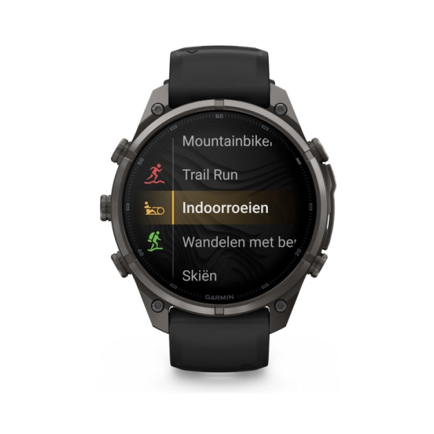 Garmin Fenix 9 Pro inReach 47mm Carbon Grey DLC titanium siliconen band in Zwart/Pebble 010-04336-11