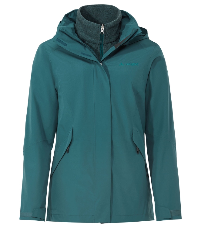 Vaude Vaude Wo Rosemoor 3in1 Jacket II dark fjord green 46283_349 Dark Fjord Green Vaude jassen 46283_349 donker grijs bij Leerentveldvrijetijd.nl