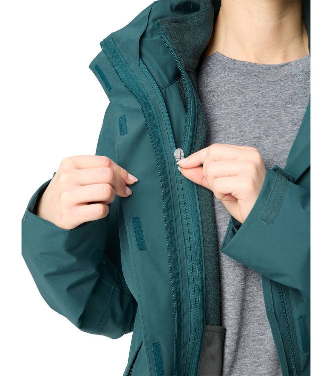 Vaude Vaude Wo Rosemoor 3in1 Jacket II dark fjord green 46283_349 Dark Fjord Green Vaude jassen 46283_349 donker grijs bij Leerentveldvrijetijd.nl