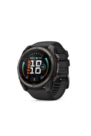 Garmin Garmin Fenix 9 51mm Carbon grey DLC-titanium Zwarte siliconen band Garmin Garmin Fenix 9 51mm Carbon grey DLC-titanium Zwarte siliconen band