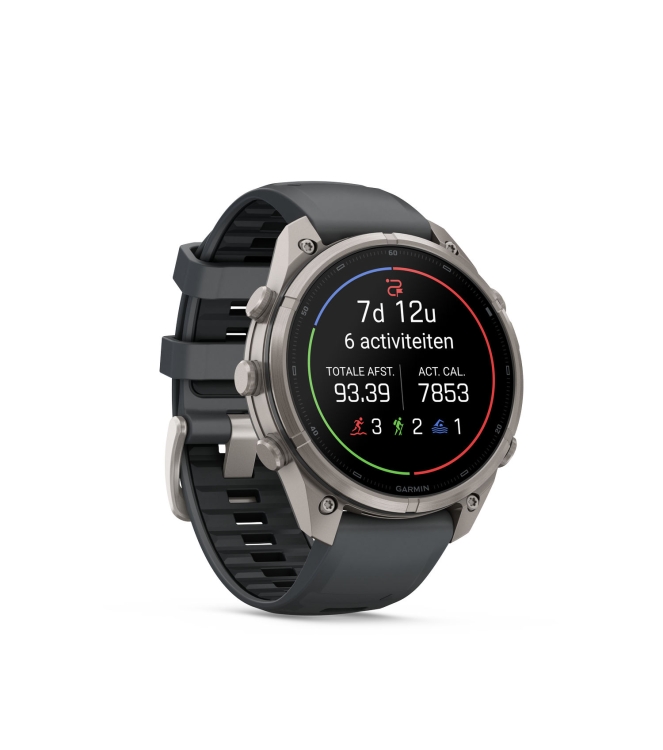 Garmin Garmin Fenix 9 Pro inReach 47mm Titanium graphite/zwarte siliconen band 010-04336-21 Graphite/Zwarte siliconen band Garmin orientatie 010-04336-21 lichtblauw bij Leerentveldvrijetijd.nl