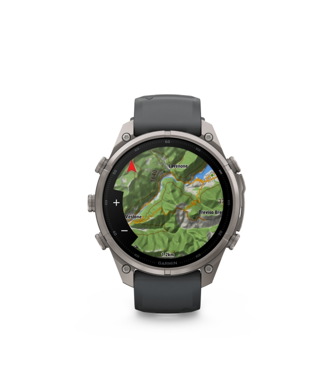 Garmin Garmin Fenix 9 Pro inReach 47mm Titanium graphite/zwarte siliconen band 010-04336-21 Graphite/Zwarte siliconen band Garmin orientatie 010-04336-21 lichtblauw bij Leerentveldvrijetijd.nl