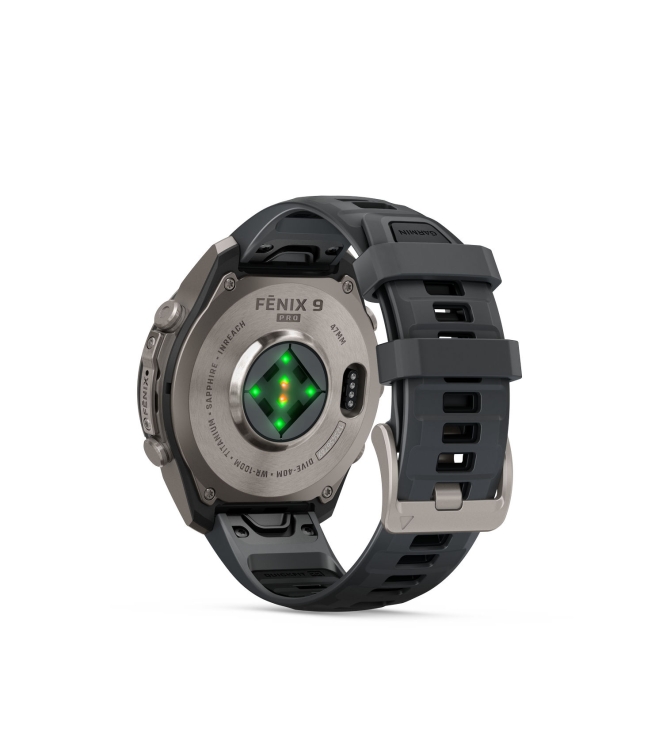 Garmin Garmin Fenix 9 Pro inReach 47mm Titanium graphite/zwarte siliconen band 010-04336-21 Graphite/Zwarte siliconen band Garmin orientatie 010-04336-21 lichtblauw bij Leerentveldvrijetijd.nl