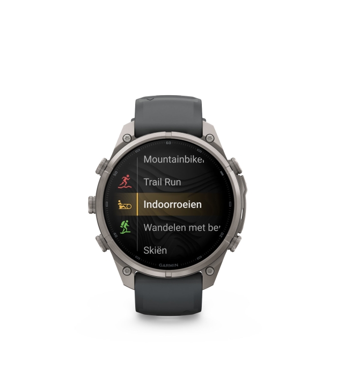 Garmin Garmin Fenix 9 Pro inReach 47mm Titanium graphite/zwarte siliconen band 010-04336-21 Graphite/Zwarte siliconen band Garmin orientatie 010-04336-21 lichtblauw bij Leerentveldvrijetijd.nl