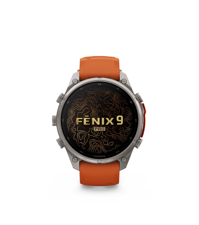 Garmin Garmin Fenix 9 Pro inReach 47mm Titanium autumn orange/spark orange 010-04336-01 Autumn Orange/Spark Orange Garmin orientatie 010-04336-01 beige bij Leerentveldvrijetijd.nl