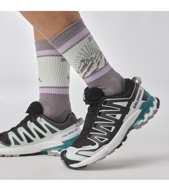 Salomon Salomon XA Pro 3D V9 GTX W black / bleached aqua / harbor b L47119100 Black / Bleached Aqua / Harbor B Salomon wandelschoenen L47119100 licht grijs bij Leerentveldvrijetijd.nl