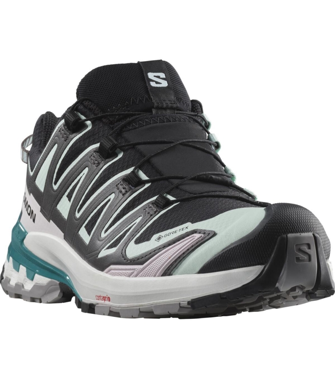 Salomon Salomon XA Pro 3D V9 GTX W black / bleached aqua / harbor b L47119100 Black / Bleached Aqua / Harbor B Salomon wandelschoenen L47119100 licht grijs bij Leerentveldvrijetijd.nl