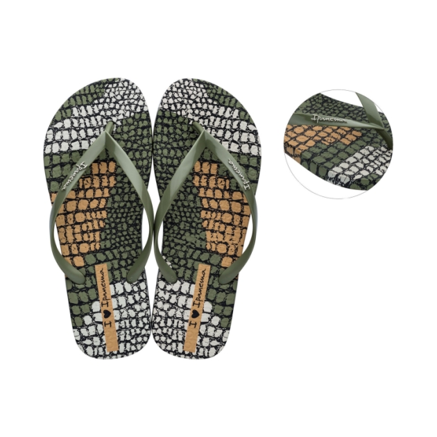 ipanema I Love Safari Slippers Green/Beige IP 26456 22489