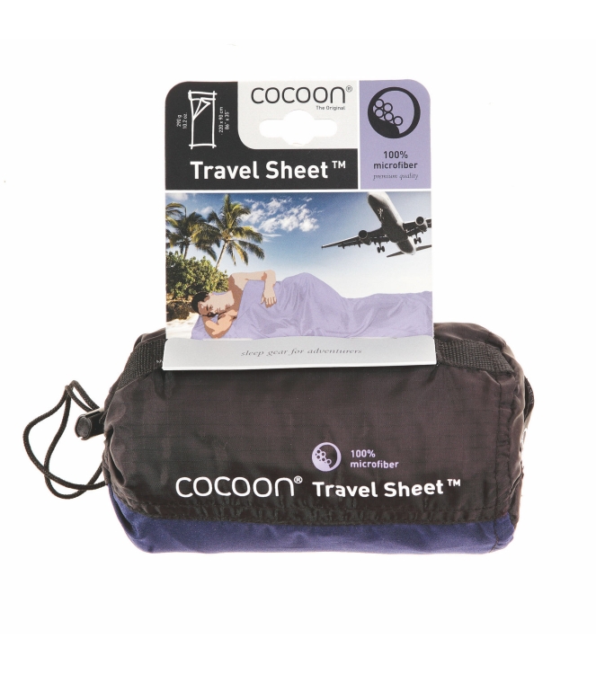 Cocoon Cocoon Travelsheet microfiber 220x90cm blue CMFT85 Blue Cocoon slapen CMFT85 antraciet bij Leerentveldvrijetijd.nl