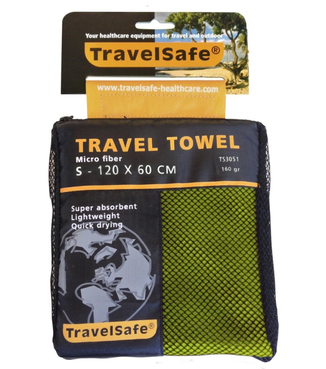 TravelSafe TravelSafe Traveltowel Microfiber 60x120cm lime green TS3051 LIME GREEN TravelSafe outdoor accessoires TS3051 blauw bij Leerentveldvrijetijd.nl