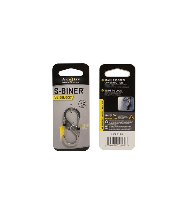 Nite Ize Nite Ize S-Biner #2 Slidelock Stainless zilver NI LSB2-11-R3 Zilver Nite Ize outdoor accessoires NI LSB2-11-R3 licht grijs bij Leerentveldvrijetijd.nl