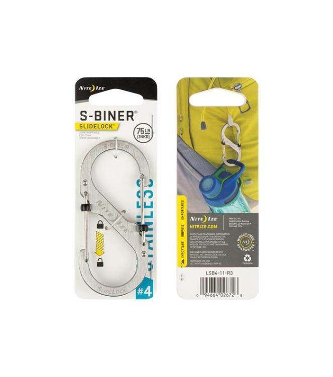 Nite Ize Nite Ize S-Biner #4 Slidelock Stainless zilver NI LSB4-11-R3 Zilver Nite Ize outdoor accessoires NI LSB4-11-R3 licht grijs bij Leerentveldvrijetijd.nl