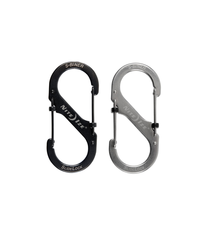Nite Ize Nite Ize S-Biner #2 Slidelock Stainless zwart NI LSB2-01-R3 Zwart Nite Ize outdoor accessoires NI LSB2-01-R3 licht grijs bij Leerentveldvrijetijd.nl