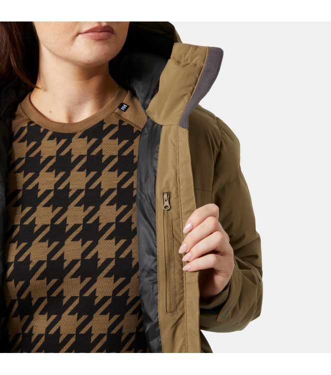 Helly Hansen Helly Hansen W Nora Short Puffy Jacket 718_sepia plad print 65897 718_Sepia Plad Print Helly Hansen jassen 65897 marine bij Leerentveldvrijetijd.nl