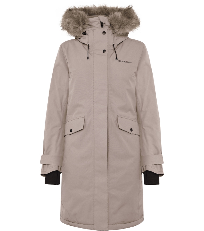 Didriksons 1913 Didriksons 1913 Erika Wns Parka 3 f04_ash brown 504303 F04_Ash Brown Didriksons 1913 jassen 504303 wit bij Leerentveldvrijetijd.nl