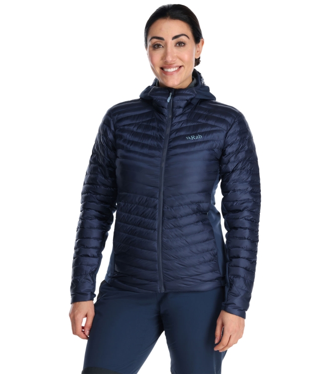 Rab Rab Cirrus Flex 2.0 Hoody Wmns deep ink QIO-69-DIK Deep Ink Rab jassen QIO-69-DIK antraciet bij Leerentveldvrijetijd.nl