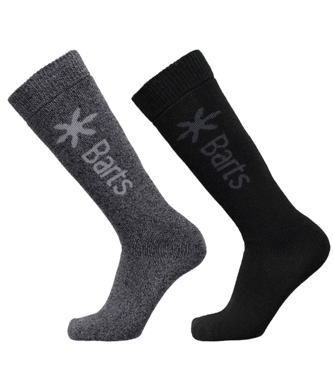 Barts Barts Basic Skisock 2 pack 19 antracite/black 0501 19 Antracite/Black Barts wintersport accessoires 0501 zwart combinatie bij Leerentveldvrijetijd.nl