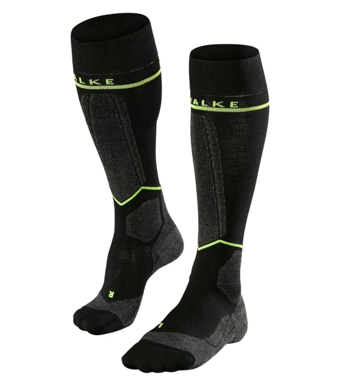 Falke Falke SK Compression Wool Men 3171_black-lightning 16567 3171 3171_black-lightning Falke wintersport accessoires 16567 3171 licht grijs bij Leerentveldvrijetijd.nl