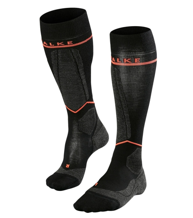 Falke Falke SK Compression Wool Women 3178_black-neon red 16568 3178 3178_black-neon red Falke wintersport accessoires 16568 3178 licht grijs bij Leerentveldvrijetijd.nl