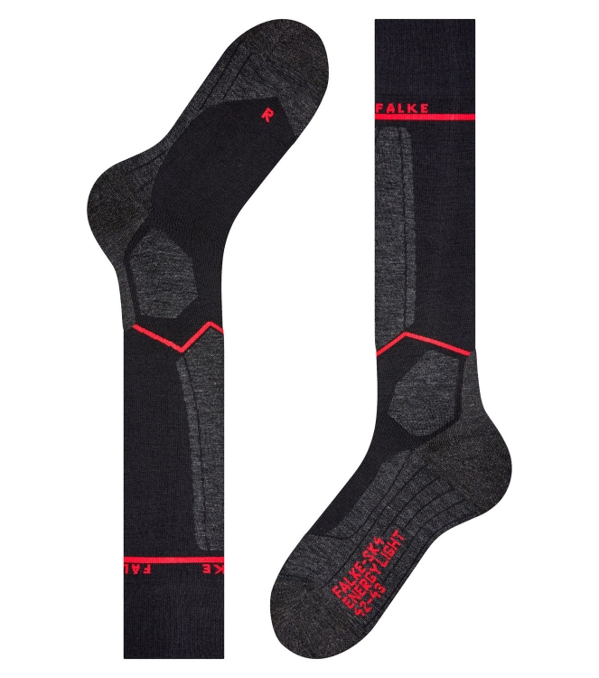 Falke Falke SK2 Energizing Light Dames Kniekousen black-mix 16573 3010 black-mix Falke wintersport accessoires 16573 3010 licht grijs bij Leerentveldvrijetijd.nl