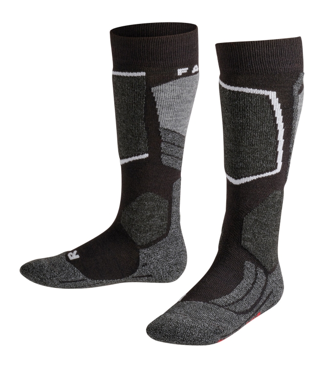 Falke Falke SK2 Intermediate Kids black-mix 11432 3010 black-mix Falke wintersport accessoires 11432 3010 licht grijs bij Leerentveldvrijetijd.nl