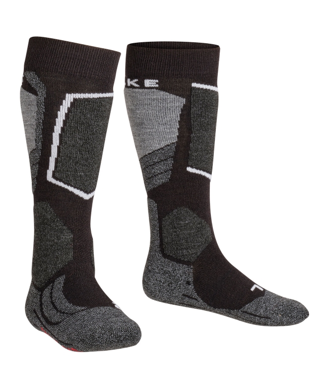 Falke Falke SK2 Intermediate Kids black-mix 11432 3010 black-mix Falke wintersport accessoires 11432 3010 licht grijs bij Leerentveldvrijetijd.nl