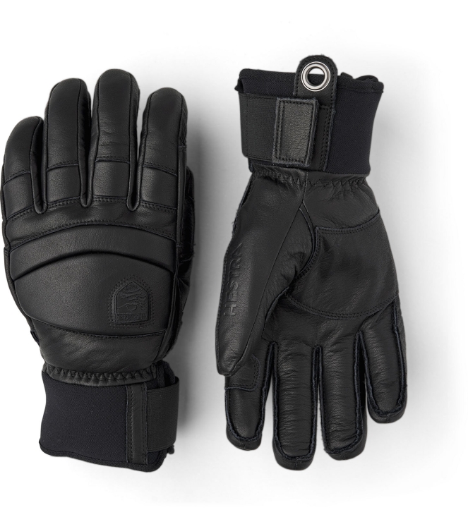 Hestra Hestra Leather Fall Line - 5 finger 100100 black / black 3000780 100100 Black / Black Hestra wintersportkleding 3000780 licht grijs bij Leerentveldvrijetijd.nl