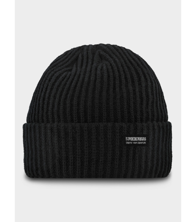 Poederbaas Poederbaas Royal Rib Beanie 001_black PB060125 001_Black Poederbaas wintersportkleding PB060125 licht grijs bij Leerentveldvrijetijd.nl