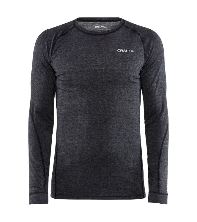 Craft Craft Core Wool Merino LS Tee M black melange 1911546 998000 black melange Craft wintersportkleding 1911546 998000 licht grijs bij Leerentveldvrijetijd.nl