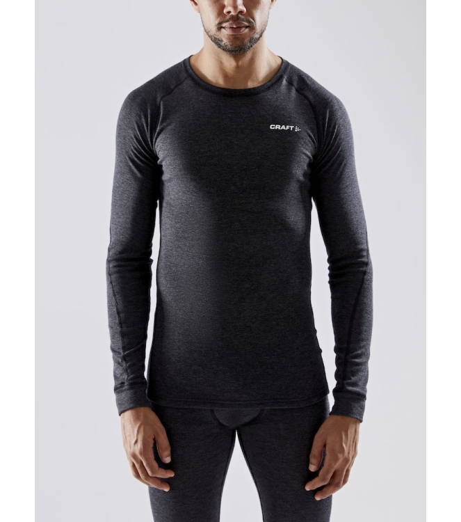 Craft Craft Core Wool Merino LS Tee M black melange 1911546 998000 black melange Craft wintersportkleding 1911546 998000 licht grijs bij Leerentveldvrijetijd.nl