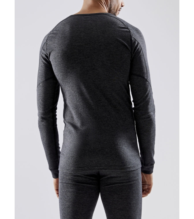 Craft Craft Core Wool Merino LS Tee M black melange 1911546 998000 black melange Craft wintersportkleding 1911546 998000 licht grijs bij Leerentveldvrijetijd.nl