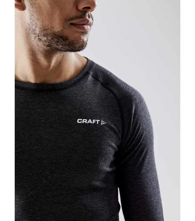 Craft Craft Core Wool Merino LS Tee M black melange 1911546 998000 black melange Craft wintersportkleding 1911546 998000 licht grijs bij Leerentveldvrijetijd.nl