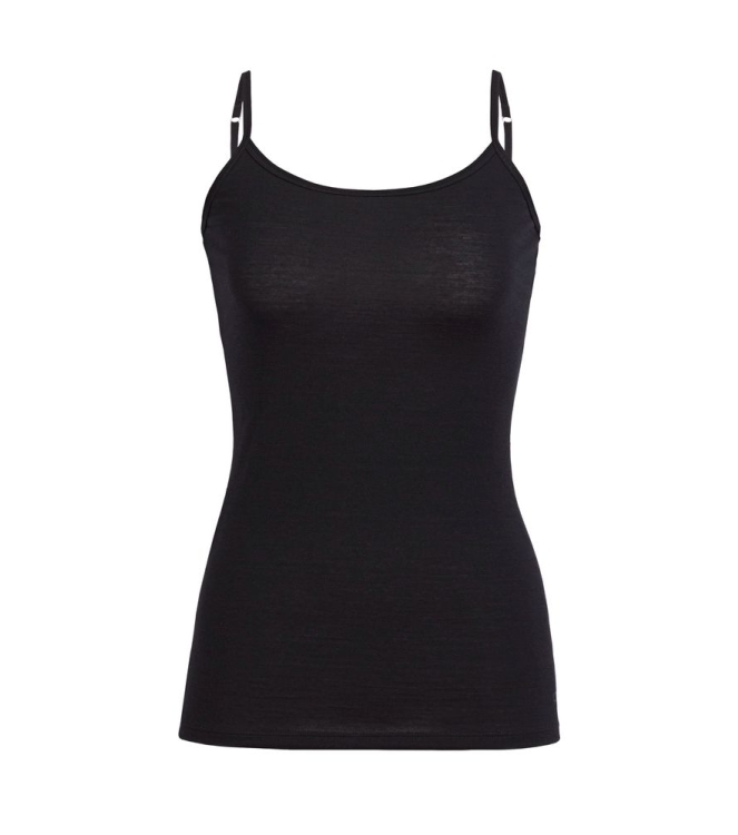 Icebreaker Icebreaker Wmns Siren Cami 001 black/black 103193 001 Black/Black Icebreaker wintersportkleding 103193 licht grijs bij Leerentveldvrijetijd.nl