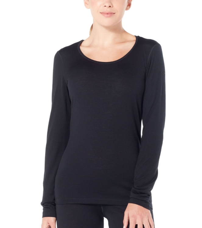 Icebreaker Icebreaker Wmns 200 Oasis LS Scoop black IB1043780011 Black Icebreaker wintersportkleding IB1043780011 licht grijs bij Leerentveldvrijetijd.nl