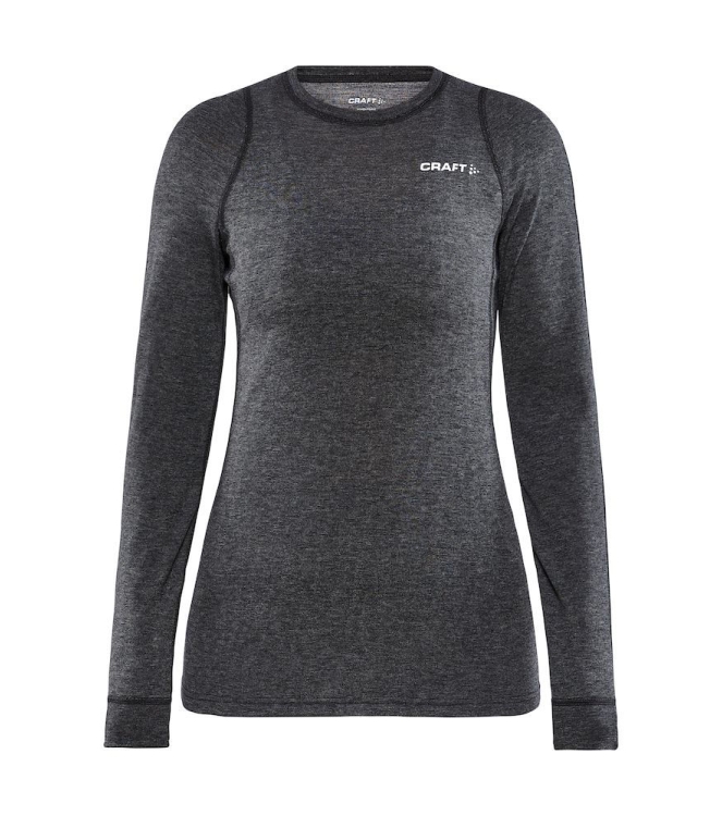 Craft Craft Core Wool Merino LS Tee Women black melange 1911548 998000 black melange Craft wintersportkleding 1911548 998000 licht grijs bij Leerentveldvrijetijd.nl
