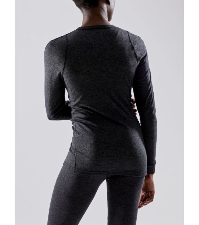 Craft Craft Core Wool Merino LS Tee Women black melange 1911548 998000 black melange Craft wintersportkleding 1911548 998000 licht grijs bij Leerentveldvrijetijd.nl
