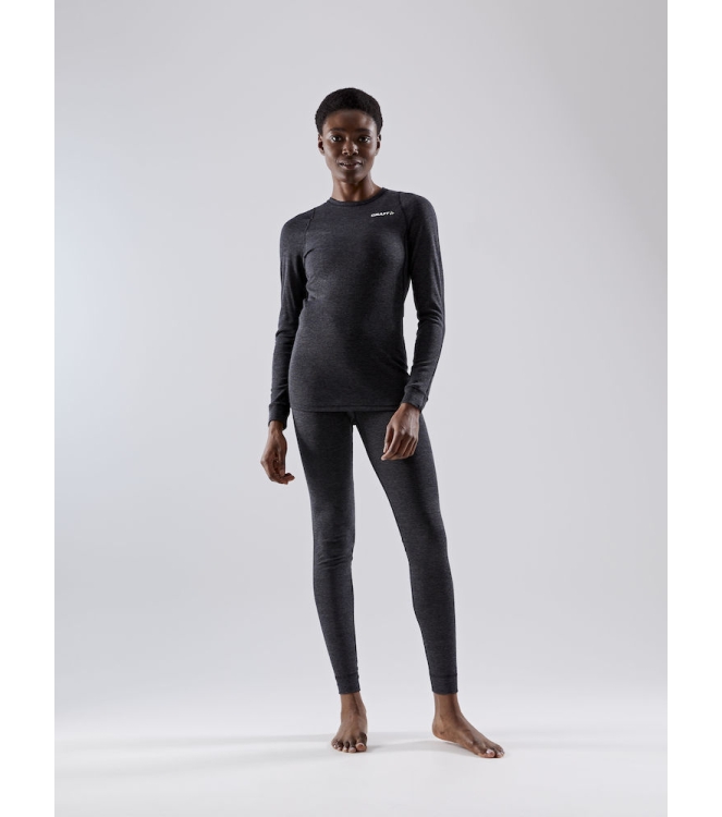Craft Craft Core Wool Merino LS Tee Women black melange 1911548 998000 black melange Craft wintersportkleding 1911548 998000 licht grijs bij Leerentveldvrijetijd.nl