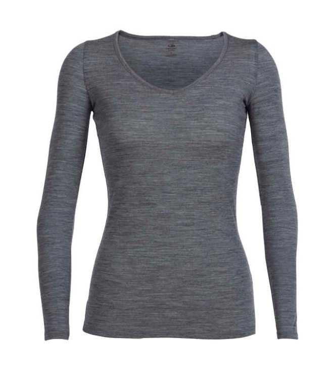 Icebreaker Icebreaker Wmns Siren LS Sweetheart gritstone heather IB1031940041 Gritstone Heather Icebreaker wintersportkleding IB1031940041 lichtblauw bij Leerentveldvrijetijd.nl