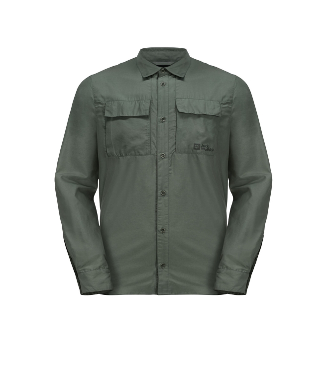 Jack Wolfskin Jack Wolfskin Barrier L/S Shirt M hedge green 1404101_4311 hedge green Jack Wolfskin fleeces en truien 1404101_4311 blauw bij Leerentveldvrijetijd.nl