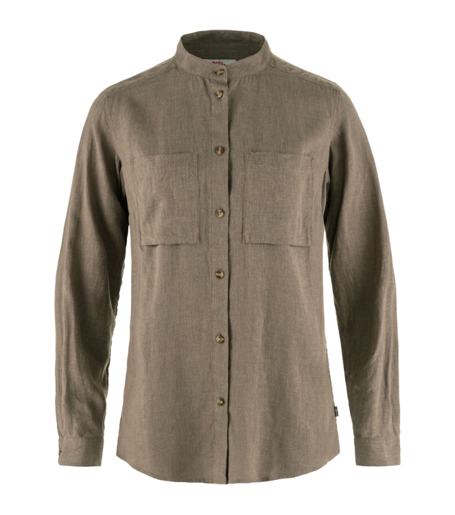 Fjällräven Fjällräven Ovik Hemp Shirt LS W suede brown F14600149 Suede Brown Fjällräven fleeces en truien F14600149 marine bij Leerentveldvrijetijd.nl