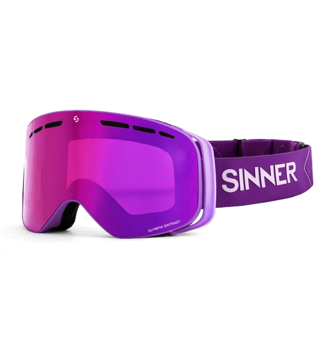 Sinner Sinner Olympia + Skibril m lt pur-d pk sintrast vt SIGO-187-74-H79 M Lt Pur-D Pk Sintrast Vt Sinner wintersport accessoires SIGO-187-74-H79 blauw combinatie bij Leerentveldvrijetijd.nl